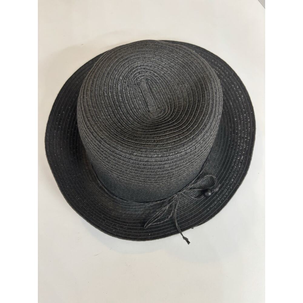 August Hat Company Black “Classic Kettle” Straw Sunhat, Braided Band - Picture 2 of 6
